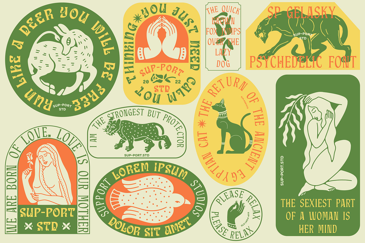 SP GELASKY Psychedelic Font, a Serif Font by Sup.Port Studio (Photo 7 of 16)