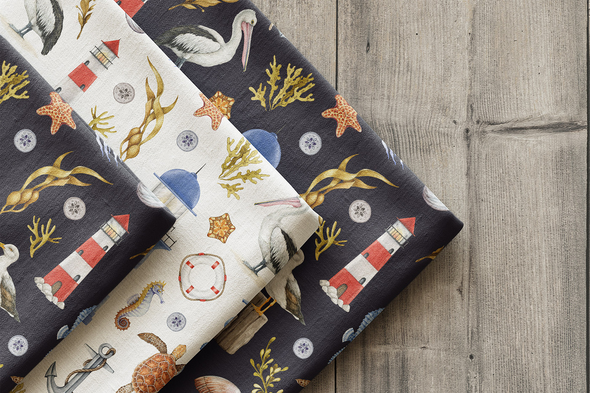Mediterranean Coastal Summer Pattern, a Decorative Illustration by AnitaPol (Photo 15 of 16)