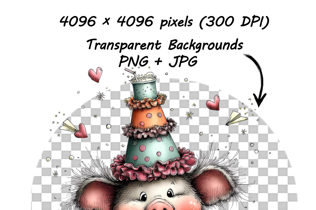 Funny Birthday Pig Clipart Cartoon, a Graphic by one-touch (Photo 10 of 15)