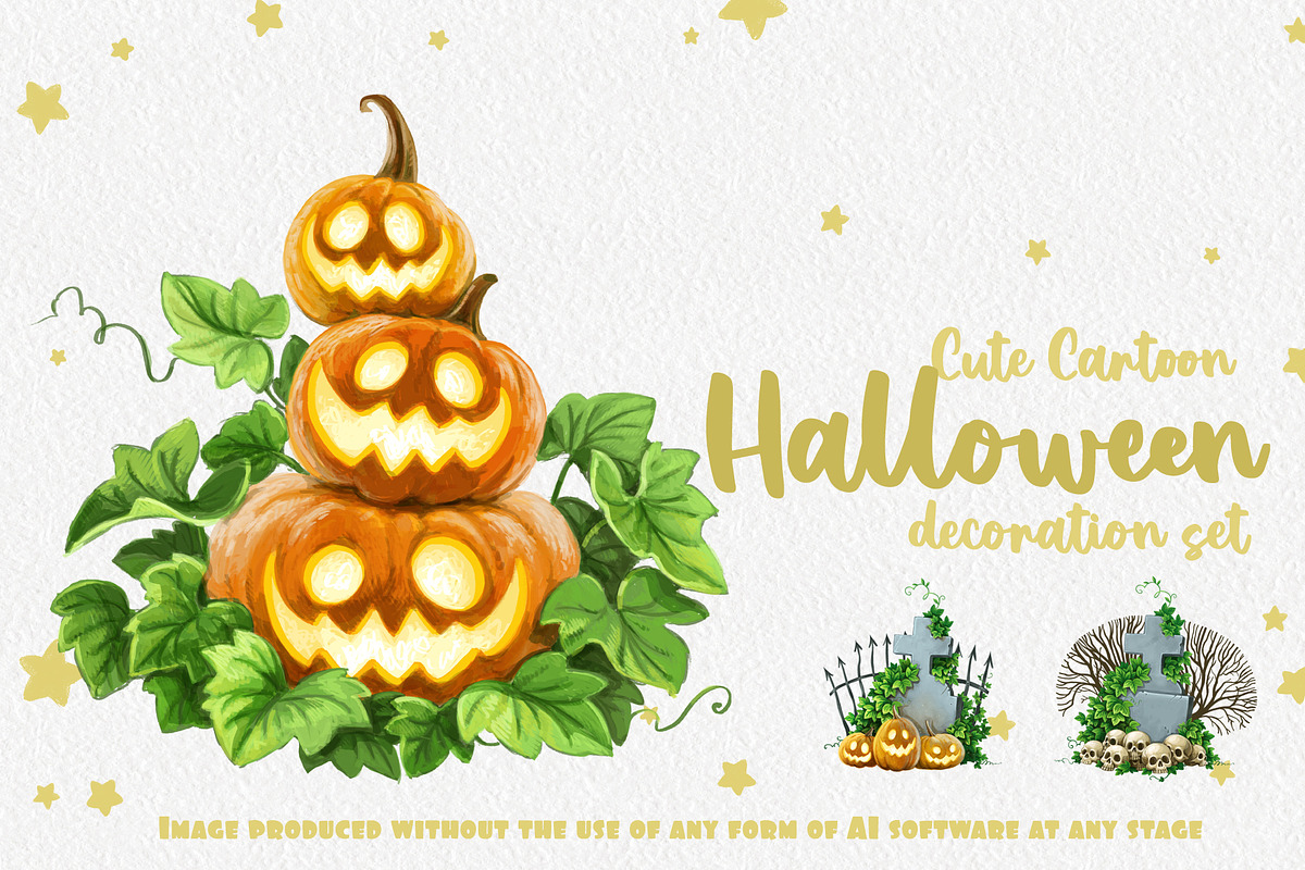 Halloween decorations with pumpkins, an Object Illustration by Azuzlikus (Photo 1 of 4)