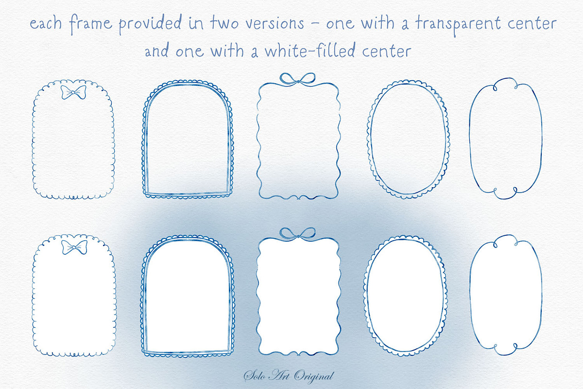 Watercolor Blue Frames Borders, an Object Graphic by Solo Art Original (Photo 4 of 15)