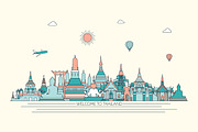 Thailand line art skyline, an Illustration by LisaKolbasa (Thumbnail 1 of 3)