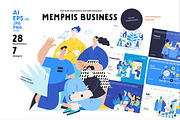 Memphis Business, vector illos, a Templates & Theme by Grivina's shop (Thumbnail 1 of 27)