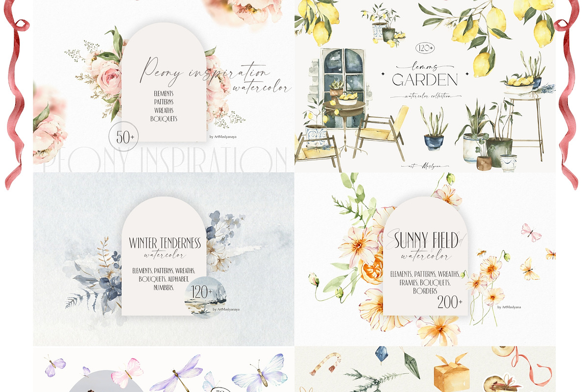 Entire Watercolor Bundle 11 in 1, a Decorative Illustration by ArtMaslyana (Photo 2 of 14)