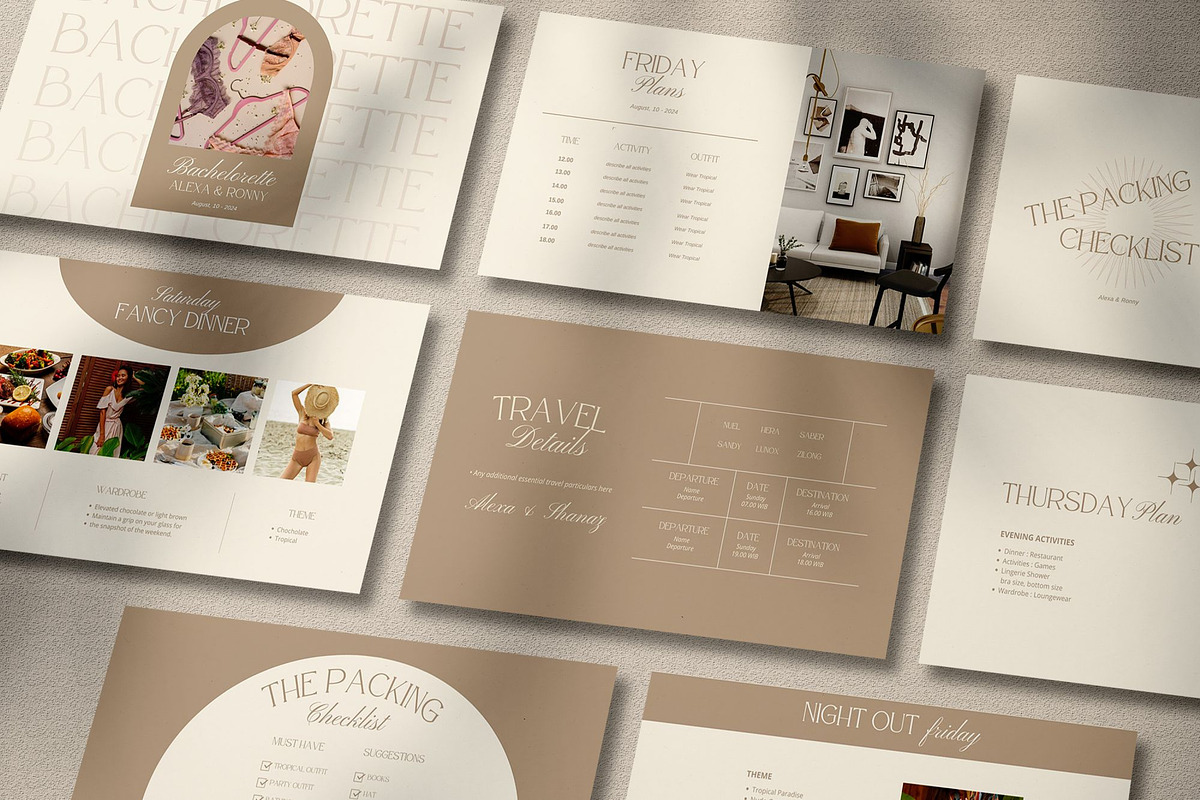 Minimal Bachelorette Itinerary Canva, a Presentation Template by SKY CREATION (Photo 2 of 7)