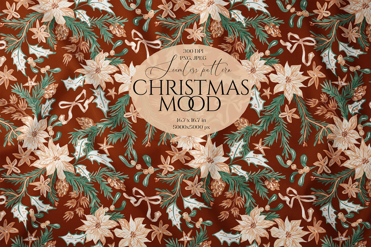 Christmas Botanicals Repeat Print, a Pattern Graphic by SirenaArt (Photo 1 of 21)