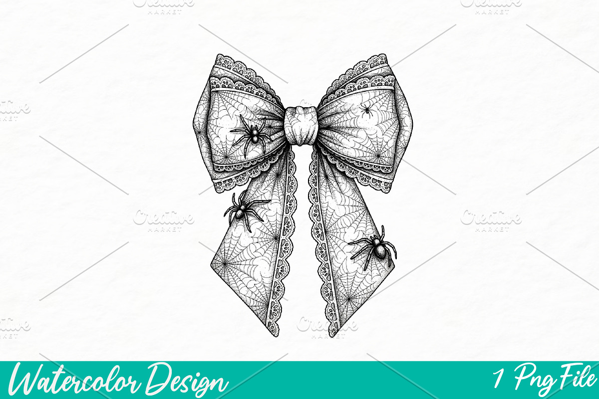Halloween Gothic Coquette bow png, an Illustration by Watercolor design (Photo 1 of 3)