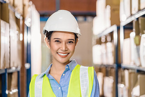 Portrait of Asian woman worker with