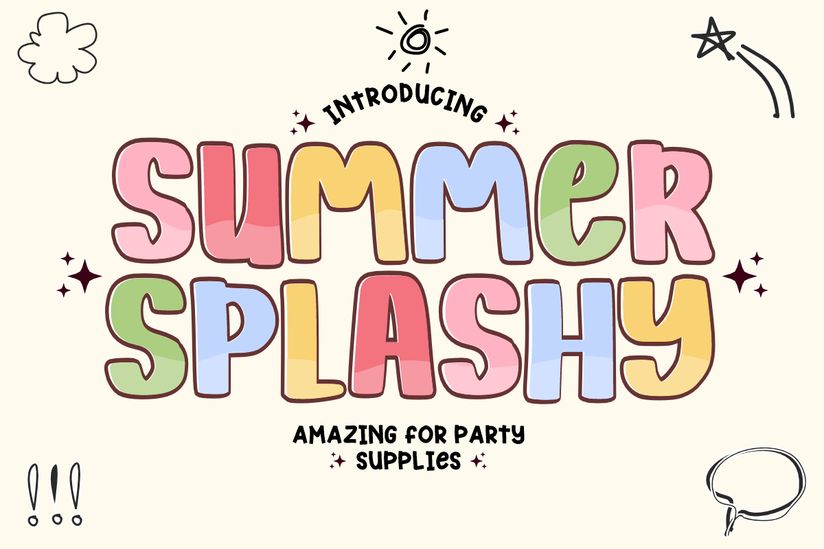 Summer Splashy - Bubbly Display Font, a Handwritten Font by KiddoGlyphs Studio (Photo 1 of 5)