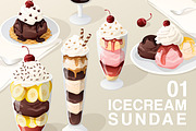 Set of Icecream Sundae 01, an Object Graphic by Daraon (Thumbnail 1 of 2)