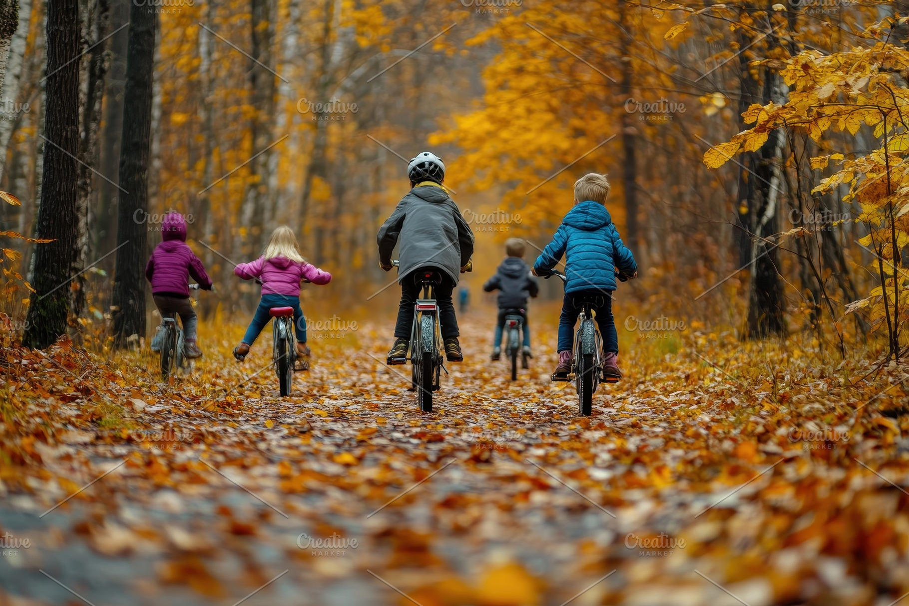 Family cycling trips in autumn offer, a Photo by Pavel_design