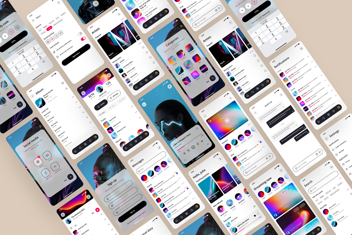 Music app UI Kit ( Figma), an UI Kit Template by Julia Shagofferova (Photo 11 of 13)