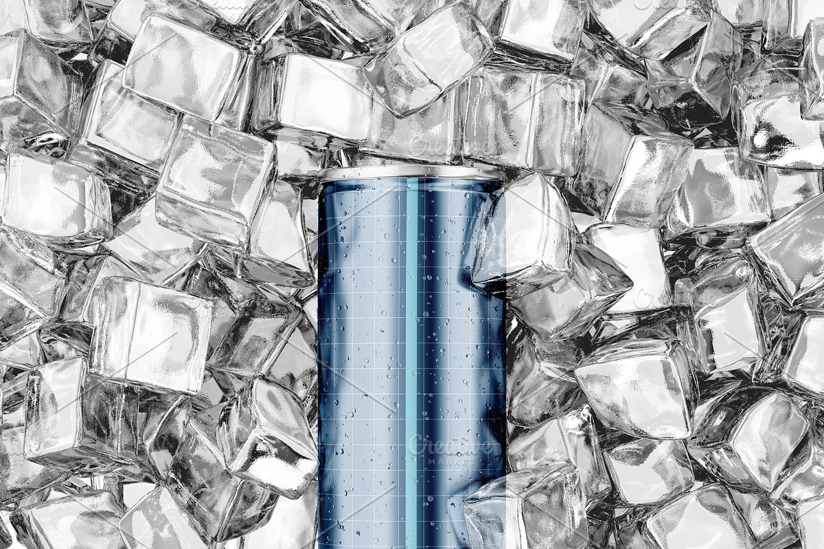 Can With Ice Cubes Mockup, a Packaging Mockup by VadimPetrov (Photo 5 of 6)