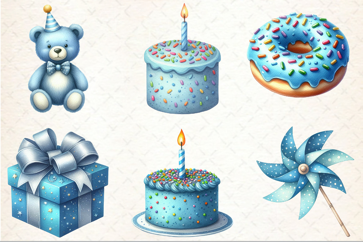 Kids Bright Blue Birthday Clipart, an Illustration by Rose Art (Photo 3 of 8)