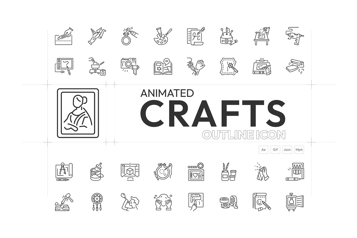 Animated Crafts Icons, an Outline Icon by Prosymbols (Photo 1 of 4)