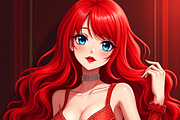 Red Goddess: 7 Anime-Style Portraits, an Illustration by ETARA by Mea Hau (Thumbnail 2 of 8)