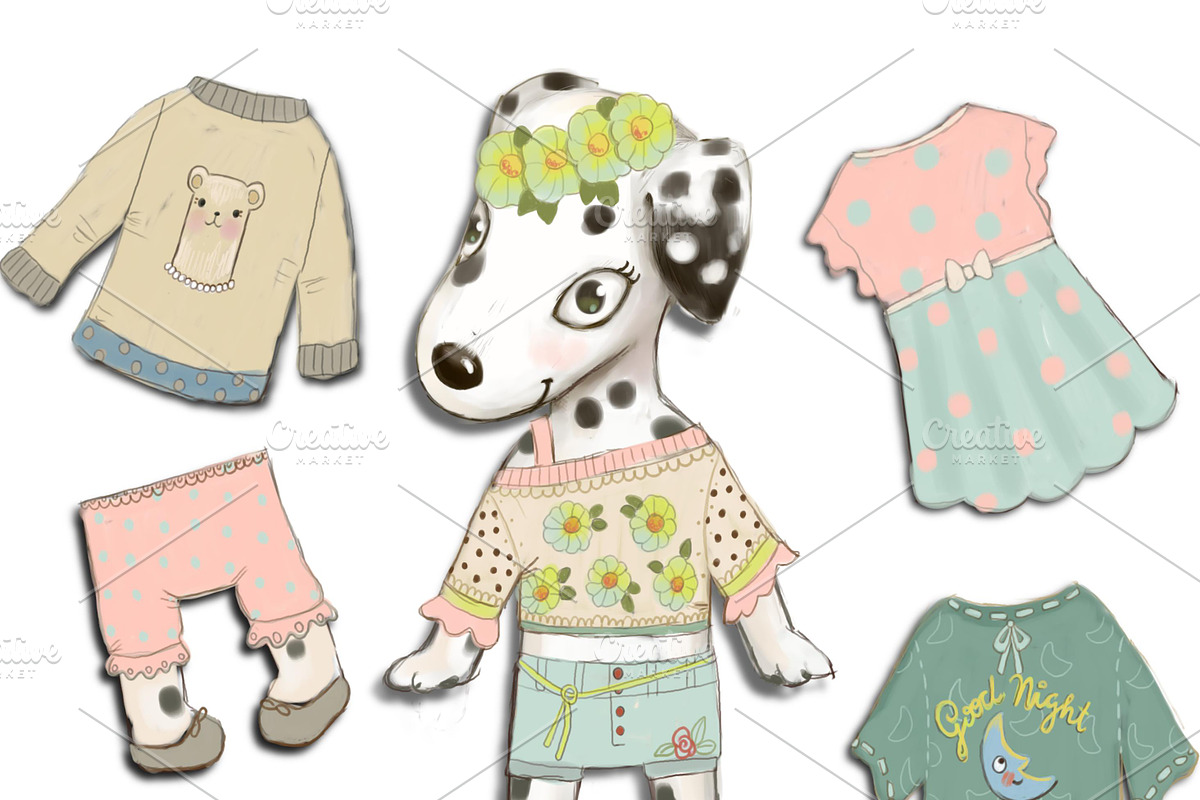 Florinda Paper Doll - dalmatian, a Decorative Illustration by Paper Doll Pets (Photo 3 of 3)