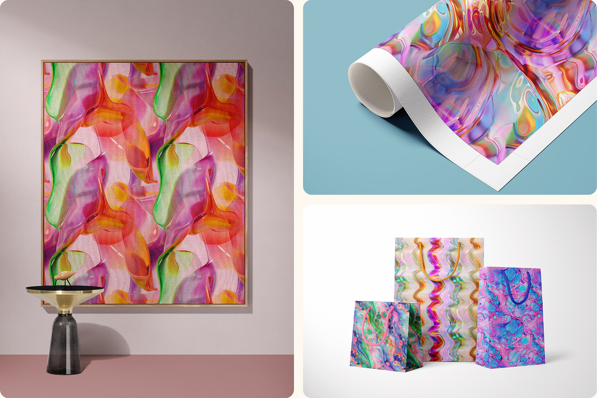 Liquid Ink Holographic Patterns, a Pattern Graphic by Ninterints (Photo 10 of 10)