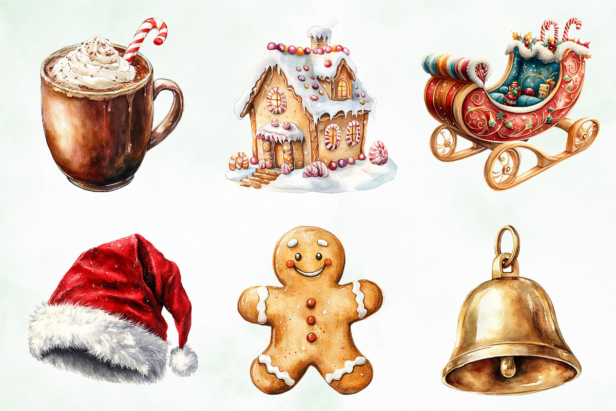 Watercolor Whimsical Christmas PNG, an Illustration by Creative Art (Photo 10 of 10)