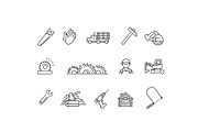 Logging, Sawmill Line Icons, an Object Illustration by Tettygreen (Thumbnail 3 of 3)