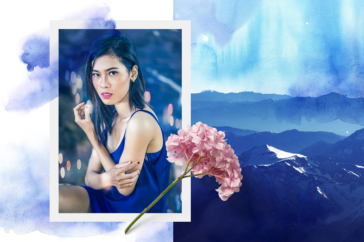Blue Watercolor Set, a Texture Graphic by LeiaSW (Photo 2 of 7)