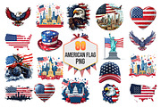 American Flag PNG Bundle, Clipart, an Object Graphic by Pixeness Studio (Thumbnail 1 of 3)