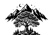 50 Sacred Mountain Tree Silhouette, an Empty State Illustration by Amazin_art (Thumbnail 23 of 37)