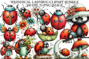 Whimsical Ladybug Clipart Bundle, an Illustration by Canvas Craft