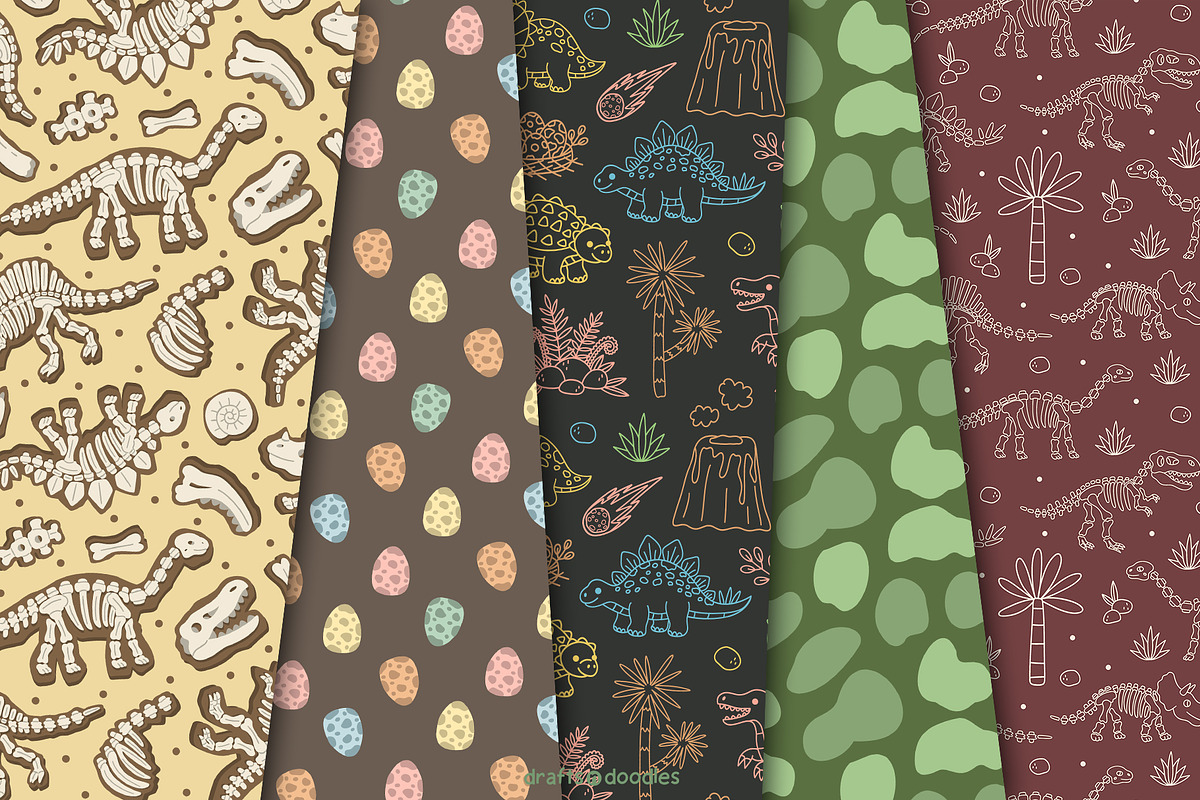 Dinosaur Days Clipart and Patterns, a Pattern Graphic by Drafts n Doodles (Photo 14 of 20)