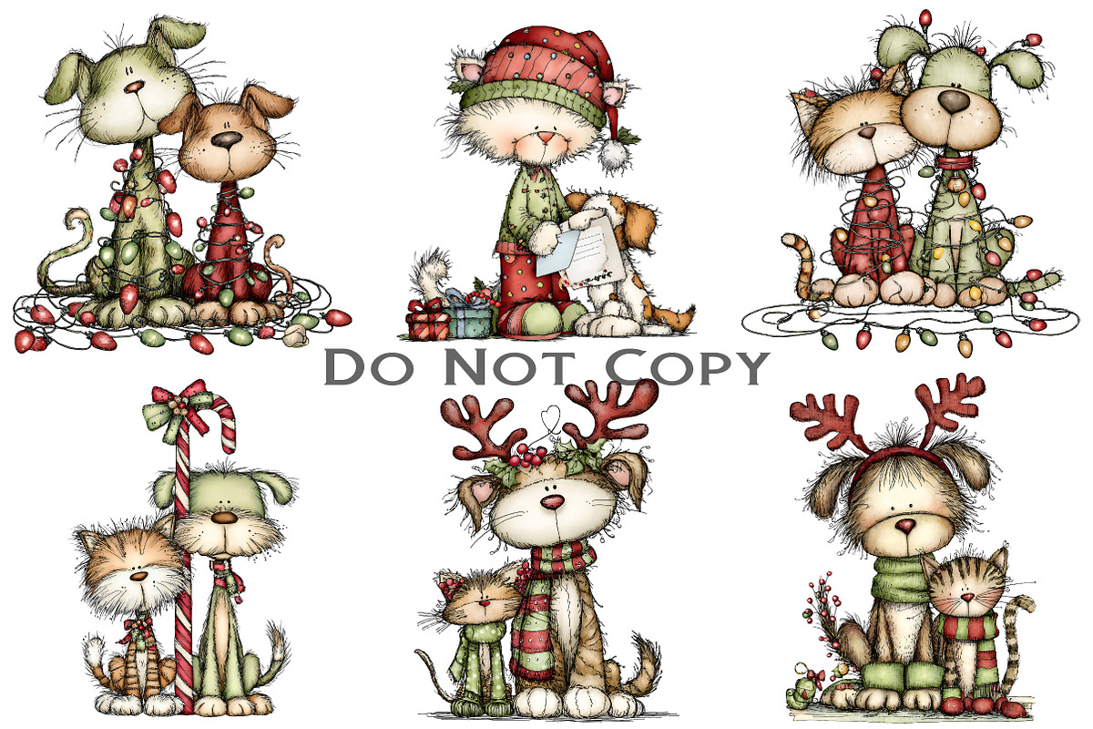 Whimsical Christmas Cats And Dogs, an Illustration by Craft Nest (Photo 2 of 8)