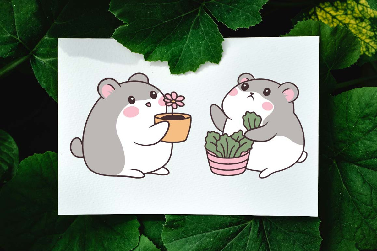 14 Cute Grey Hamster Character, an Animal Illustration by jongcreative (Photo 2 of 6)