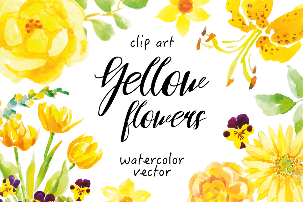 Yellow flowers clip art, an Illustration by OJardin (Photo 1 of 2)