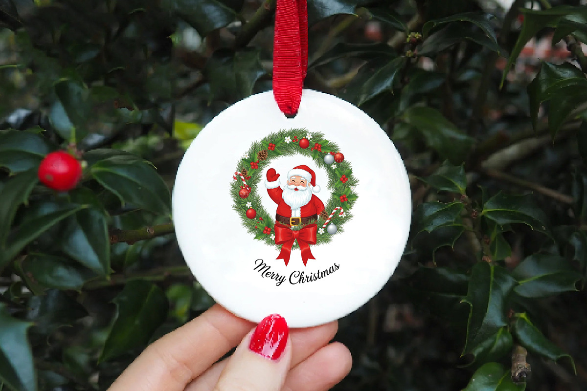 Santa Christmas Wreath PNG, an Illustration by DreamArtGraphic (Photo 5 of 5)
