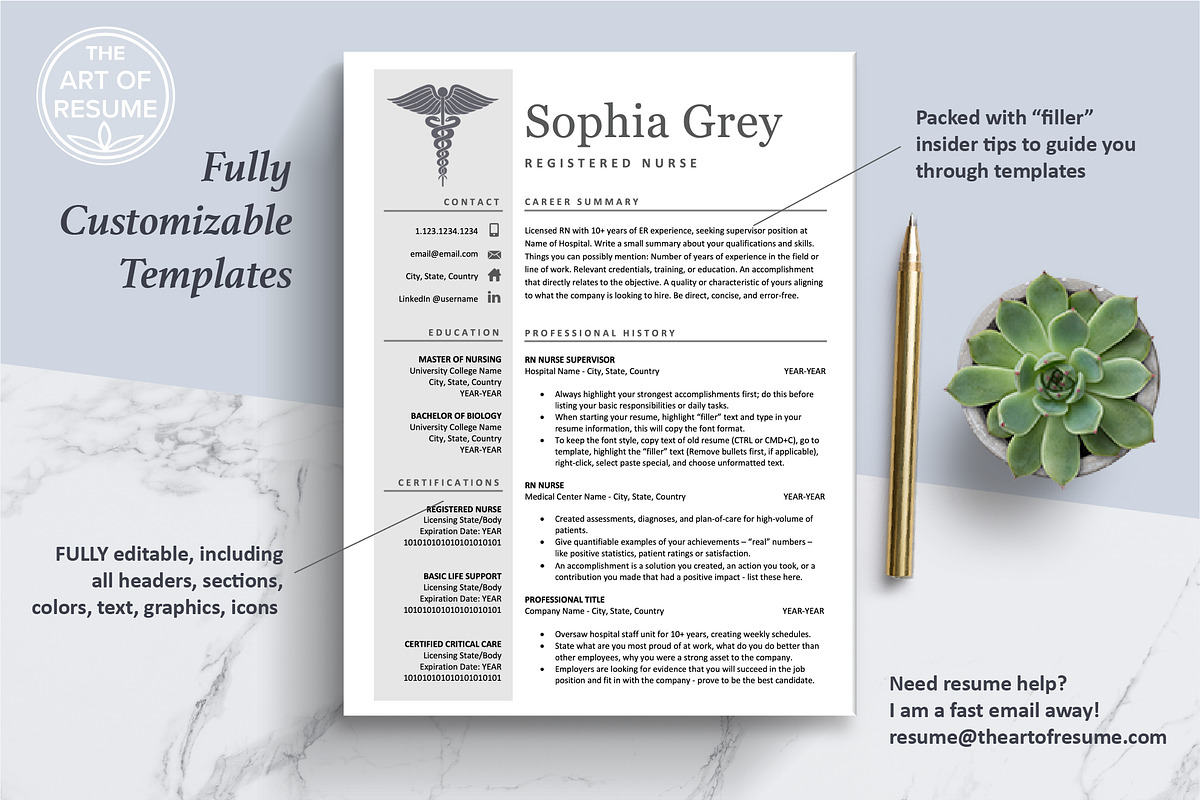 Nursing Medical Resume CV Template, a Resume Template by The Art of Resume (Photo 3 of 8)