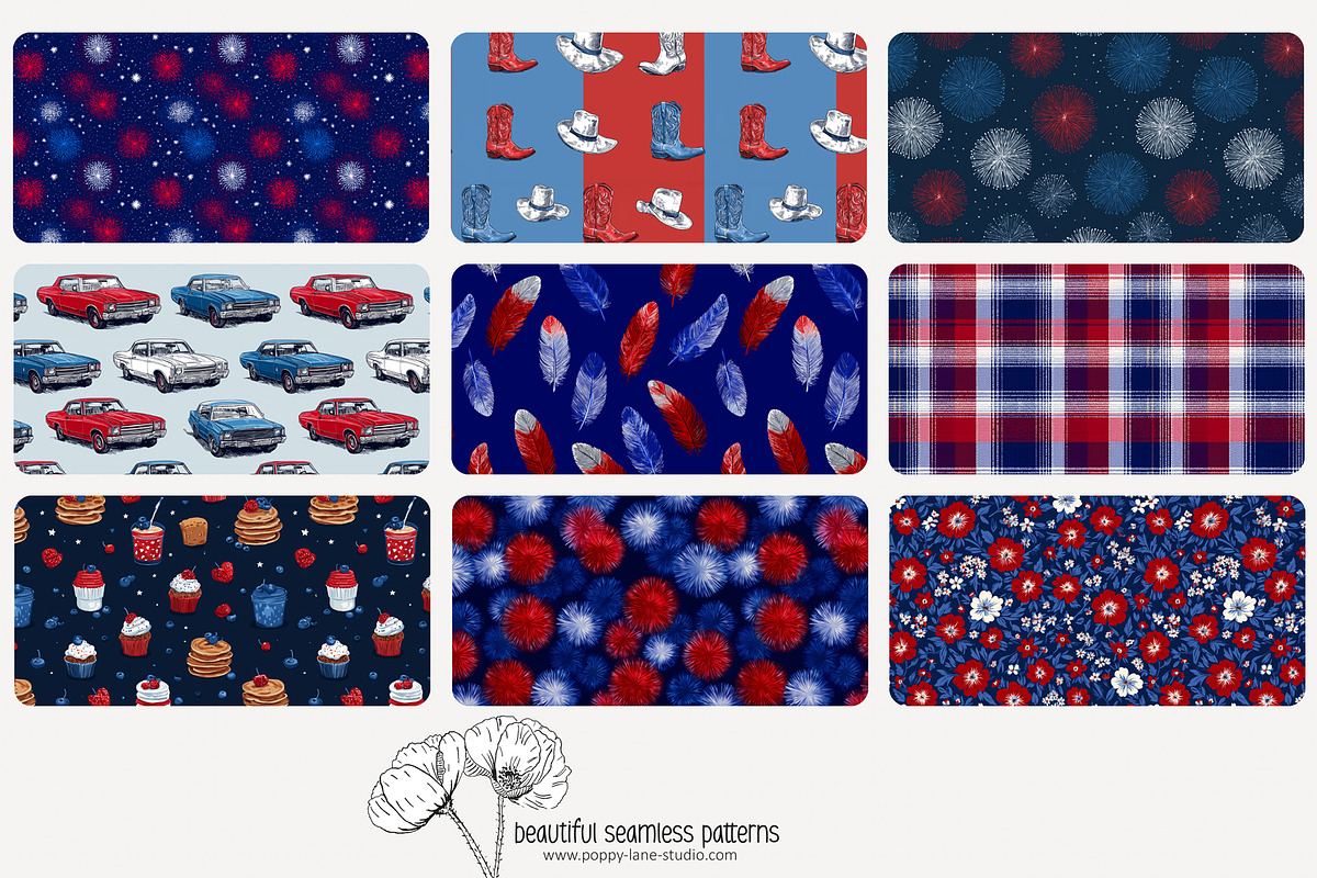 80 Independence Day seamless pattern, a Pattern Graphic by Poppy Lane Studio (Photo 6 of 11)