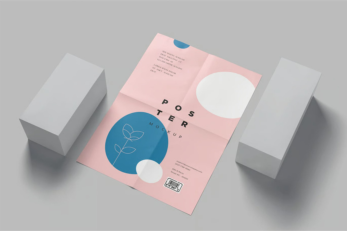 A3 Size Folded Poster Mockup, an Advertising Mockup by megostudi0 (Photo 2 of 2)