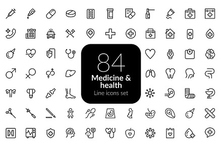 Medicine and health icons set