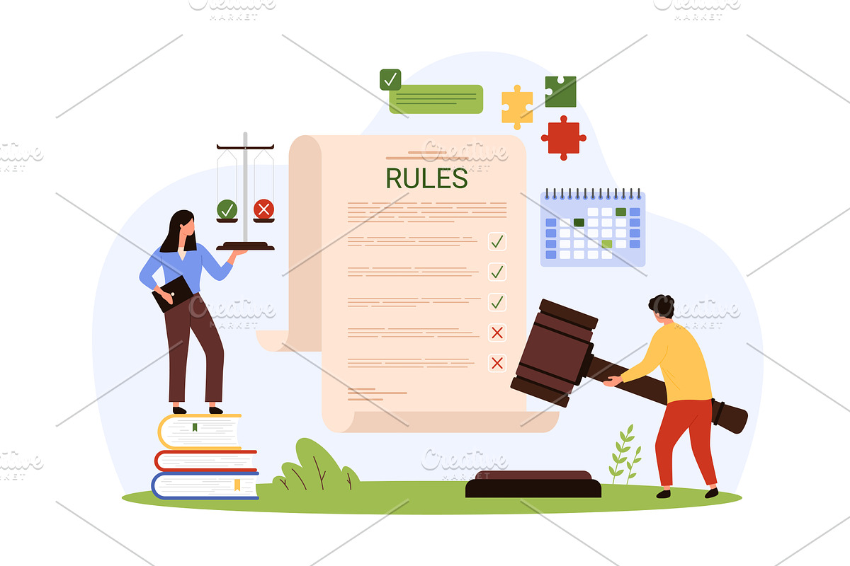 Law compliance, company policy and, a Person Illustration by Flashvector