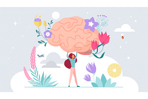 Mental health, positive mindset, an Object Illustration by Lemberg Vector