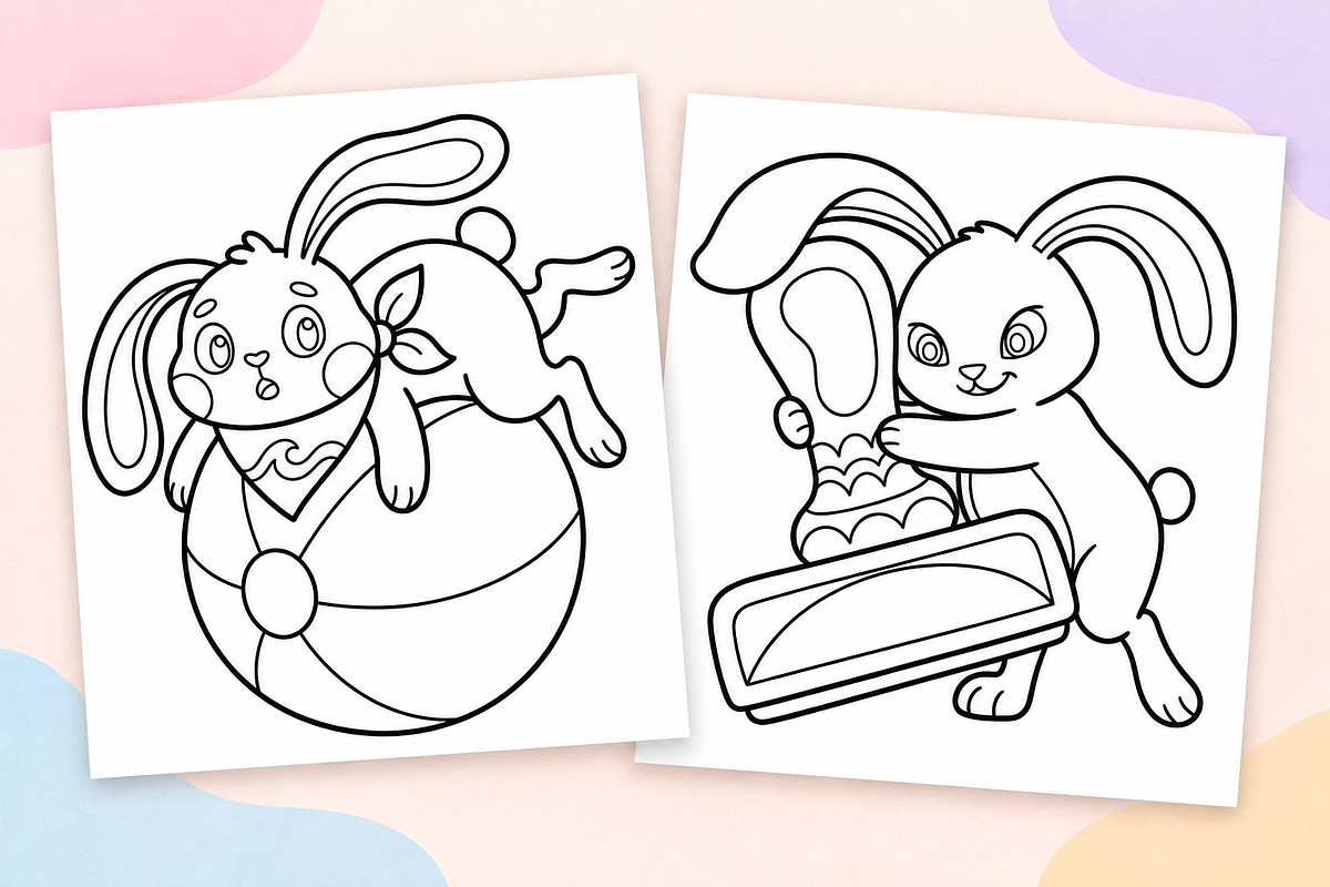 Cute Bunnies Coloring Pages Vol. 3, an Animal Illustration by Inkivelle Studio (Photo 2 of 3)