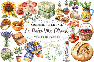 Watercolor La Dolce Vita Clipart