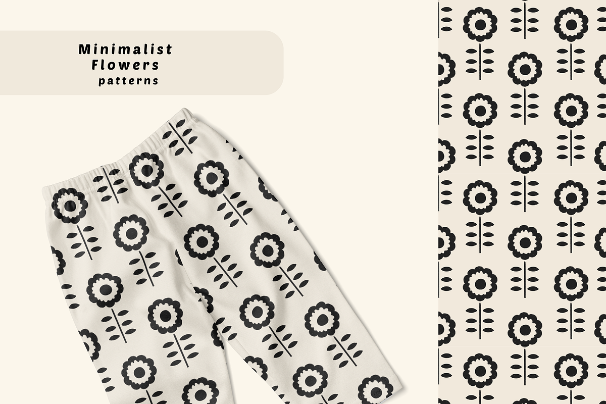 Minimalist Retro Flowers, a Pattern Graphic by AnnaEshka (Photo 1 of 2)