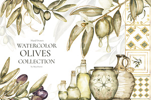 Watercolor Olives Collection