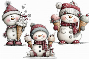 Christmas Snowman Ice Cream Clipart, an Illustration by Libby Wishes (Thumbnail 7 of 7)