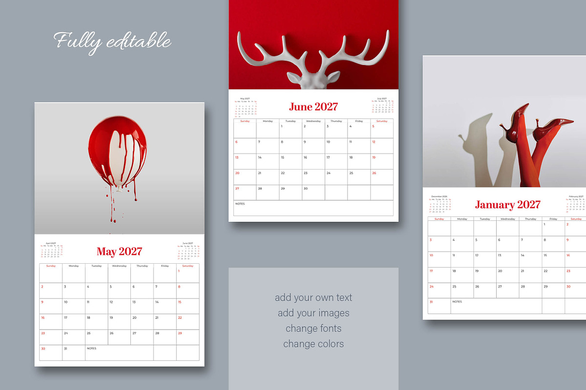 2027 Landscape Calendar Template, a Stationery Template by R-studio (Photo 4 of 8)