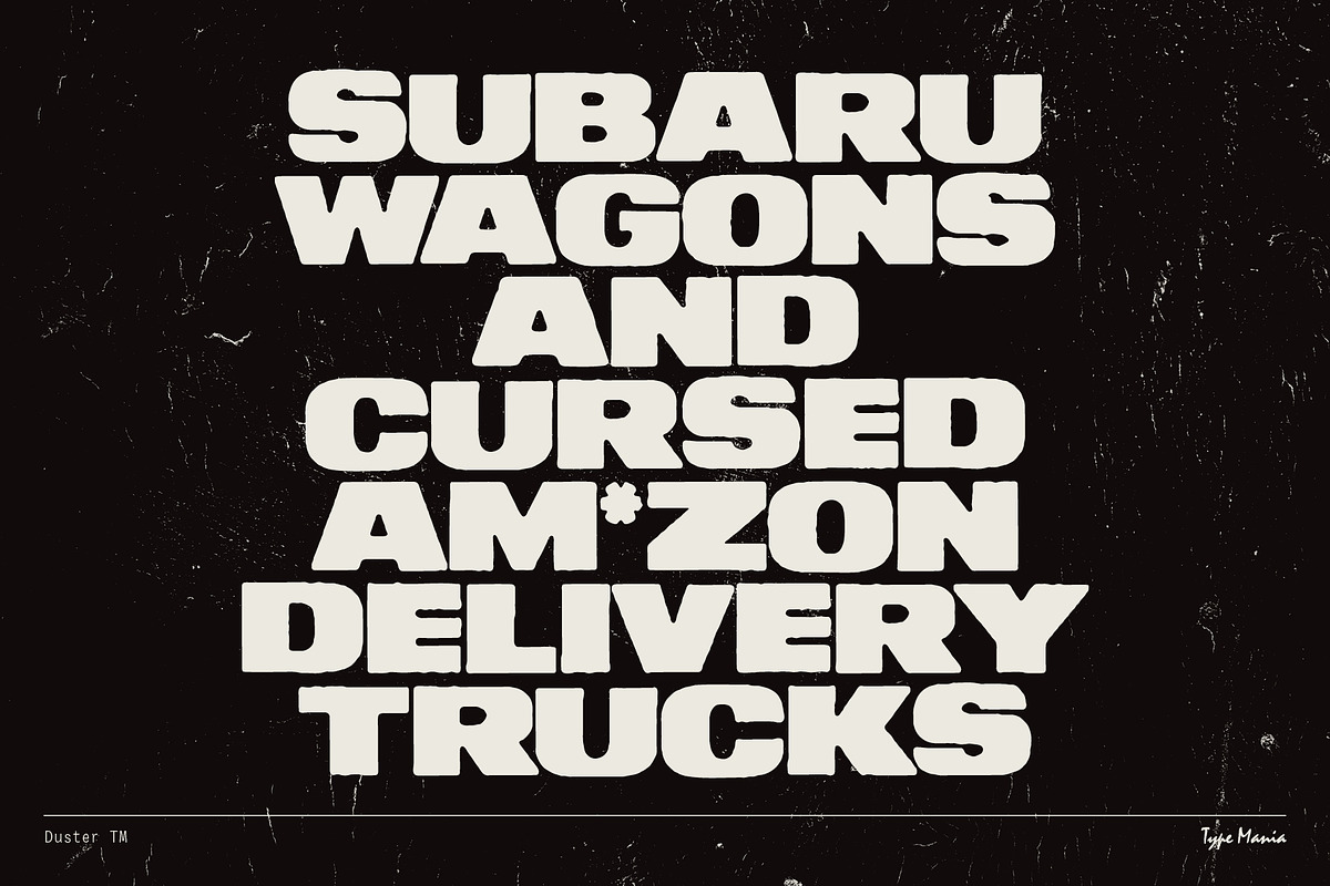 Duster TM – Heavy Distressed Type, a Sans Serif Font by Type Mania (Photo 8 of 13)
