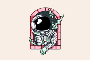 Astronaut In The Window Illustration