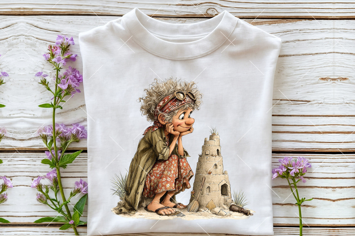 Funny Granny Beach Clipart PNG, an Illustration by OK Design (Photo 5 of 6)