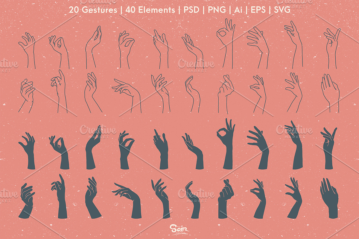 Female Hand Gestures illustrations, an Illustration by Soir Creative (Photo 5 of 5)
