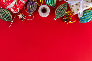 Red and white Christmas, New Year background, a Holiday Photo by Rimma